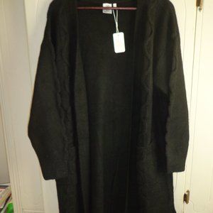 NWT ORIGINAL USA Open Long Sleeve Cardigan w/Swirly Design S/M Black